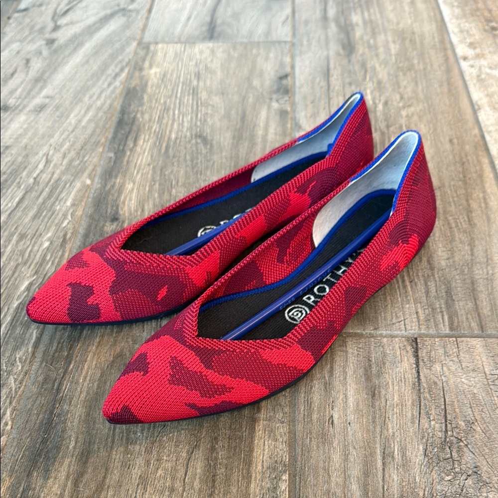 Rothy's Limited Edition Red Camo Flats with Pointed Toe - nwot